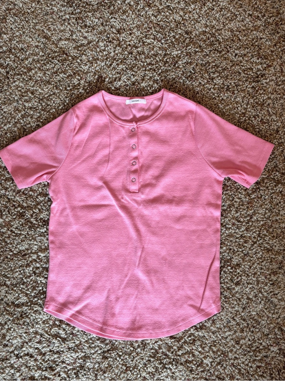 Pink Henley Short Sleeve Top